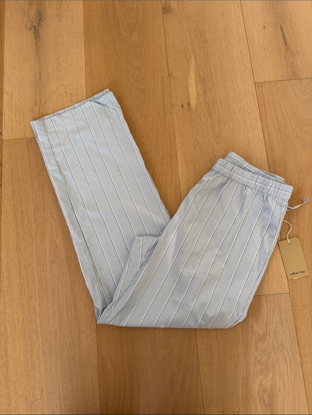 Aritzia Boardwalk Light Blue Pinstripe Pants